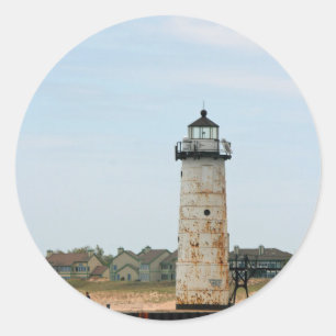 Sjö Michigan Lighthouse Runt Klistermärke