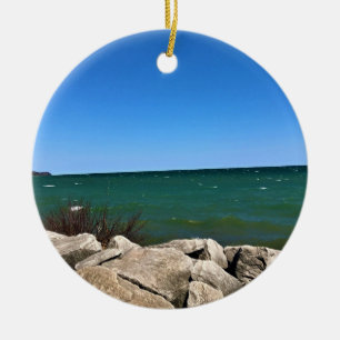 Sjö Michigan, Port Washington, WI Julgransprydnad Keramik