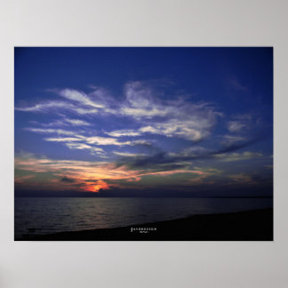 Sjö Michigan Poster Blue och Orange Sunset