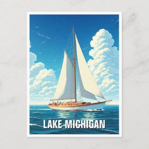 Sjö Michigan Sailboat Vykort