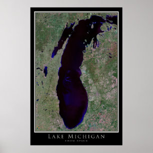 Sjö Michigan Satellite Poster Karta