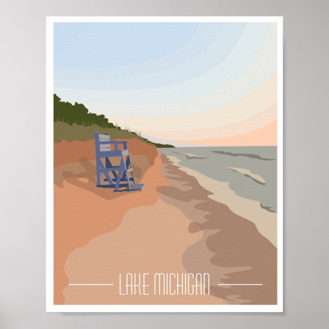 Sjö Michigan Shoreline Poster, 8" x10" Poster (Framsidan)