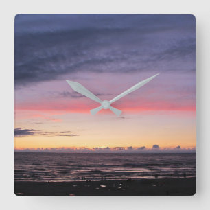 Sjö Michigan Sunset Acrylic Wall Clock Fyrkantig Klocka