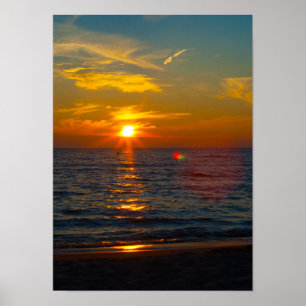 Sjö Michigan Sunset, Ludington, Michigan Poster