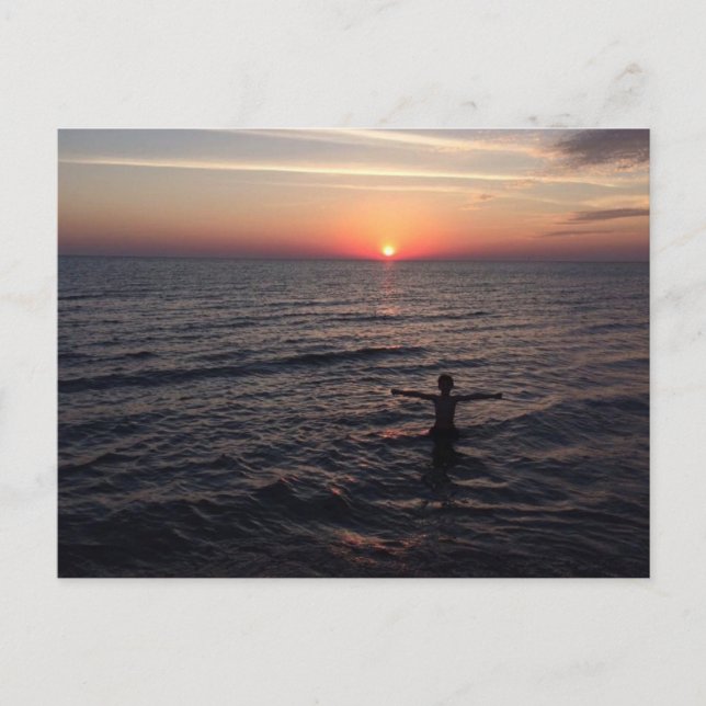 Sjö Michigan Sunset Vykort (Framsida)