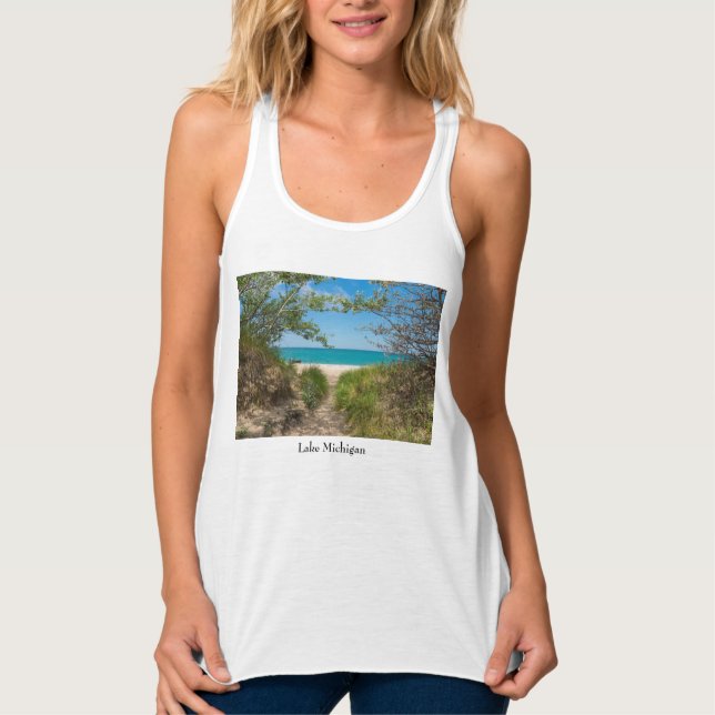 Sjö Michigan Tranquilitet Tanktop Linne Med Racerback (Framsida)