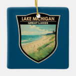 Sjö Michigan Travel Art Vintage Julgransprydnad Keramik<br><div class="desc">Sjö Michigan-vektorkonst. Sjö Michigan är ett av Nordamerikas fem Underbara Sjöar. Landet är volymmässigt det näst största av det Underbara Sjöar.</div>
