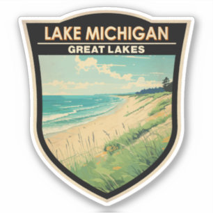 Sjö Michigan Travel Art Vintage Klistermärken