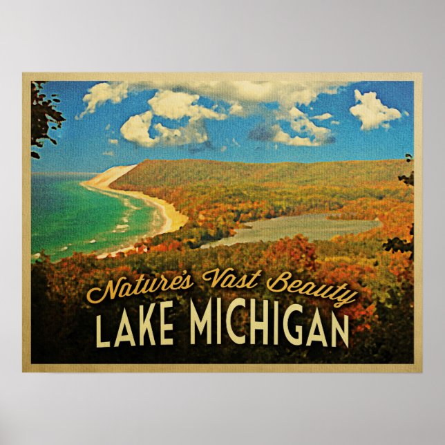 Sjö Michigan Vintage Poster (Framsidan)