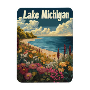 Sjö Michigan Vintage resor Magnet