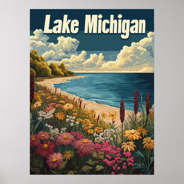 Sjö Michigan Vintage resor Poster (Framsidan)