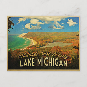 Sjö Michigan Vintage Vykort