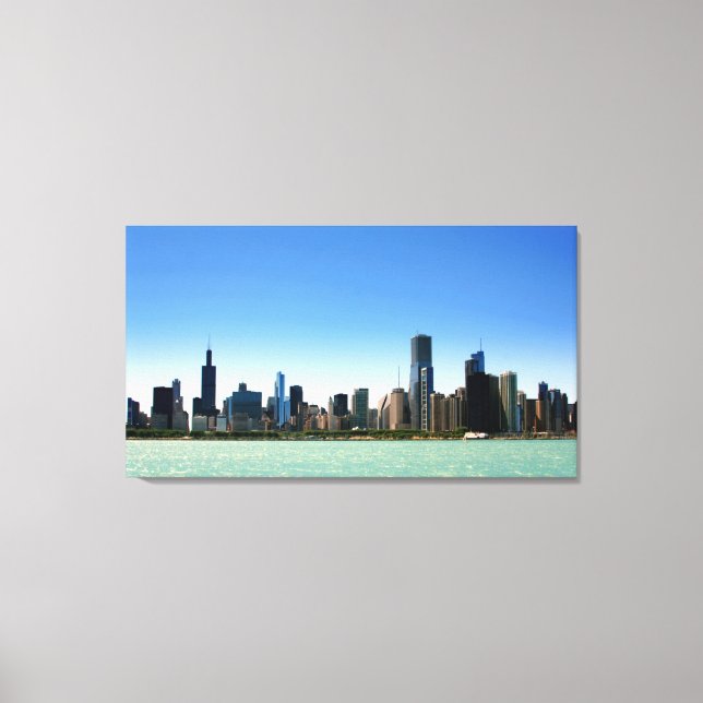 Sjö Michigans syn på Chicago skyline Canvastryck (Framsida)