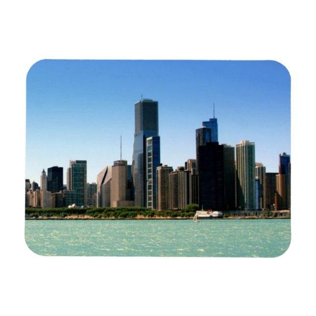 Sjö Michigans syn på Chicago skyline Magnet (Horisontell)