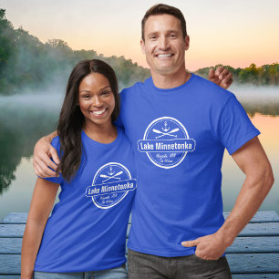 Sjö Minnetonka Minnesota ankarstad och namn T Shirt