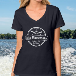 Sjö Minnetonka Minnesota ankarstad och namn T Shirt