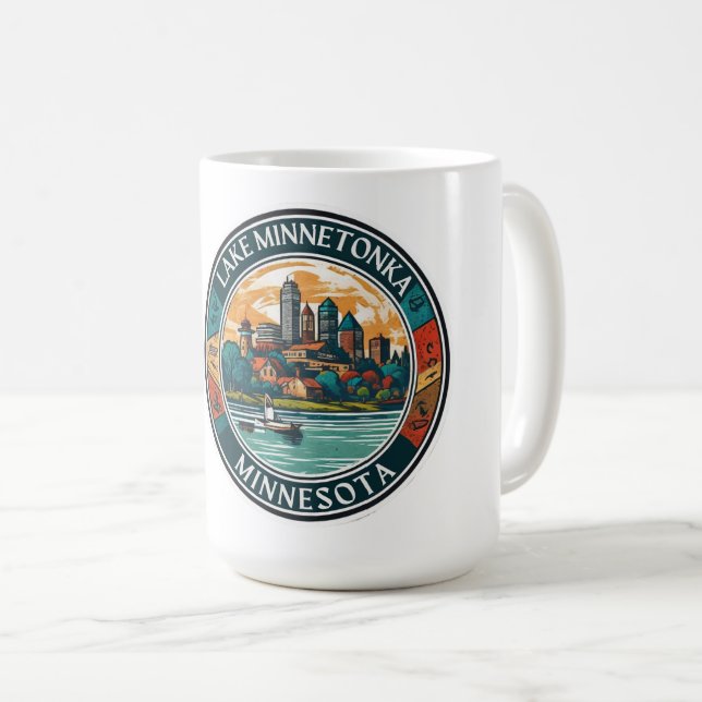 Sjö Minnetonka, Minnesota-fiske och båt Kaffemugg (Framsida höger)