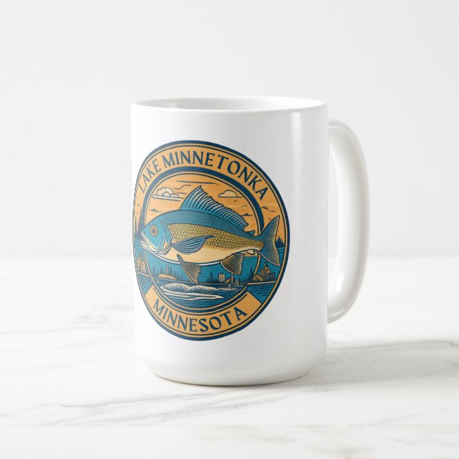 Sjö Minnetonka, Minnesota-fiske och båt Kaffemugg (Framsida höger)