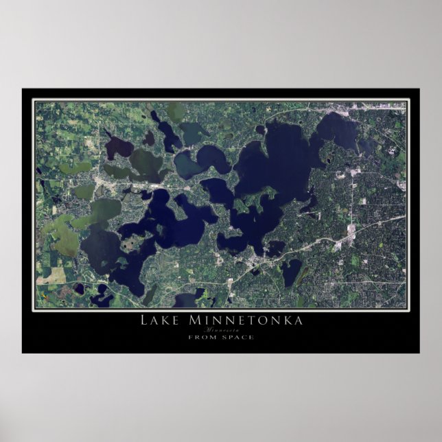 Sjö Minnetonka Minnesota Satellite Poster (Framsidan)