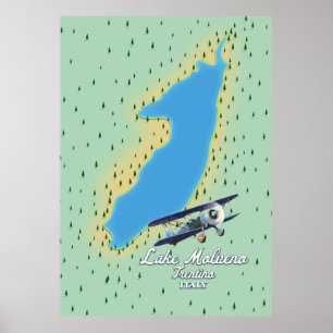 Sjö Molveno Italien sjö karta Poster