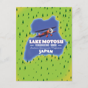 Sjö Motosu japansk resa karta. Vykort