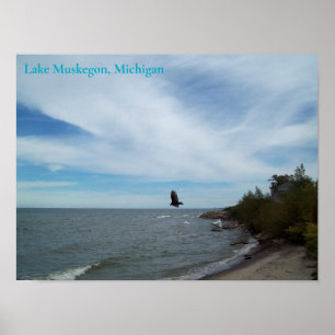 Sjö Muskegon Shoreline, Muskegon, Michigan Poster