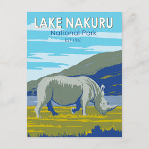 Sjö Nakuru nationalpark White Rhinoceros Travel Vykort