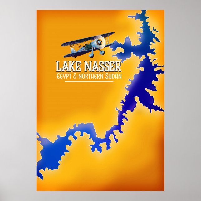 Sjö Nasser-Egyptenen och Sudan Karta Poster (Framsidan)