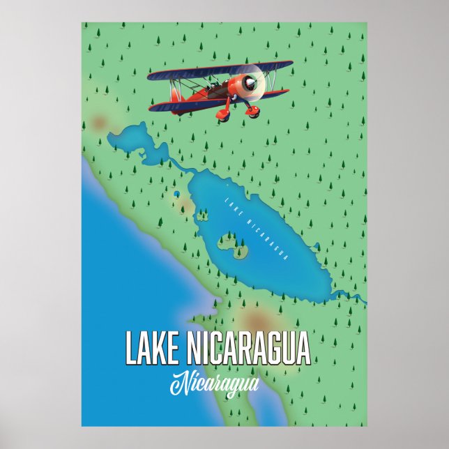 Sjö Nicaragua, Nicaragua karta Poster (Framsidan)
