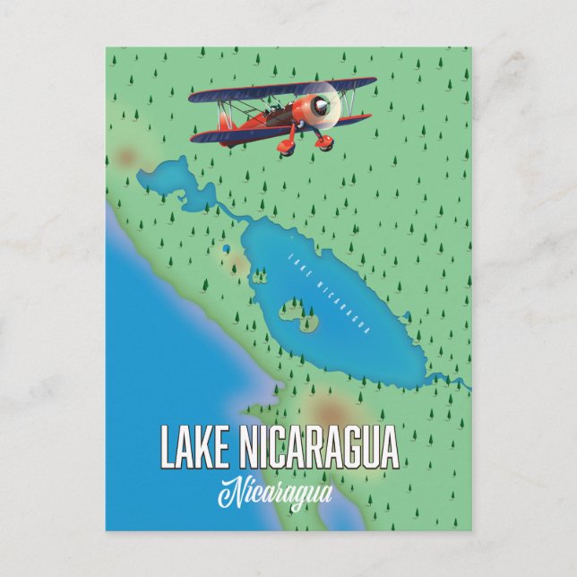Sjö Nicaragua, Nicaragua karta Vykort (Framsida)