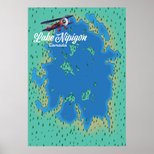 Sjö Nipigon Kanada karta Poster