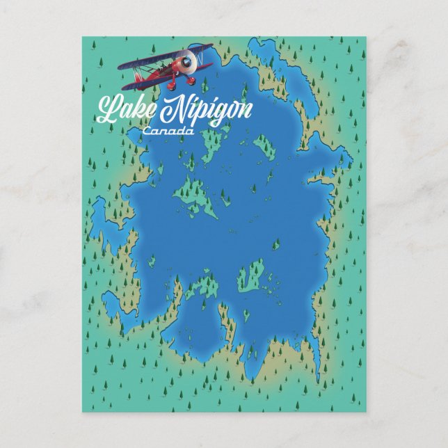 Sjö Nipigon Kanada karta Vykort (Framsida)