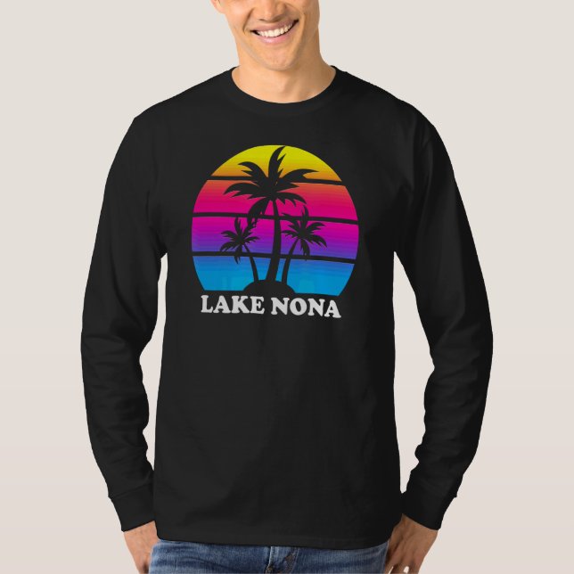 Sjö Nona Florida Retro Handflatan Träd Sunset Vaca T Shirt (Framsida)