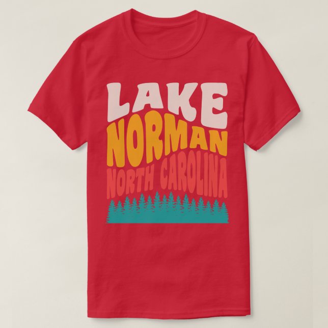 Sjö Norman North olina Retro Sunset State Park T Shirt (Design framsida)