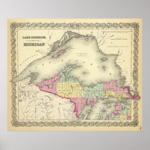 Sjö och norra delen av Michigan Poster