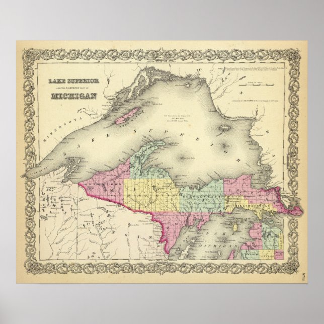 Sjö och norra delen av Michigan Poster (Framsidan)
