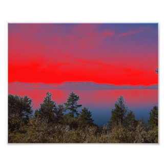 Sjö och Röda Himlar Fototryck