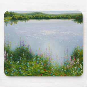 Sjö och Wildblommor Whimsical Art Mouse Pad Musmatta