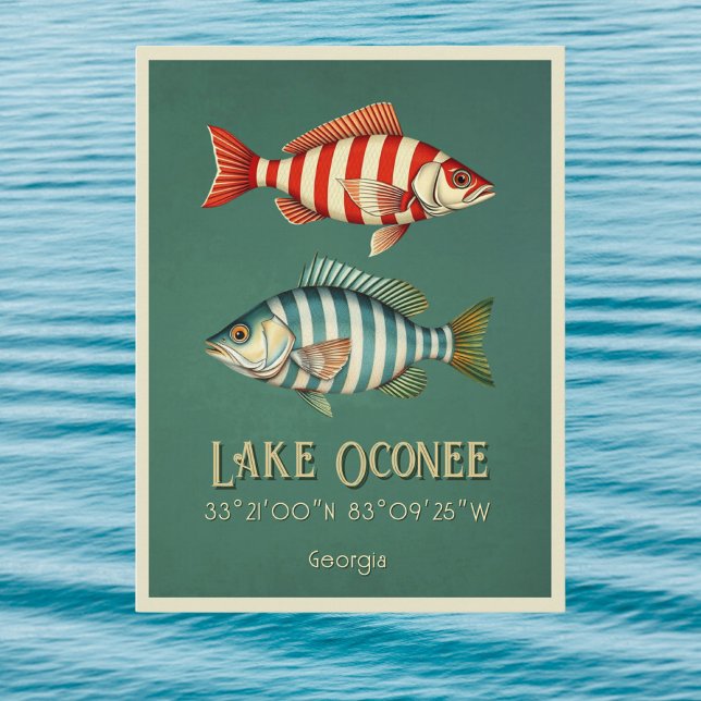 Sjö Oconee Georgia randig fisk Vykort (Skapare uppladdad)