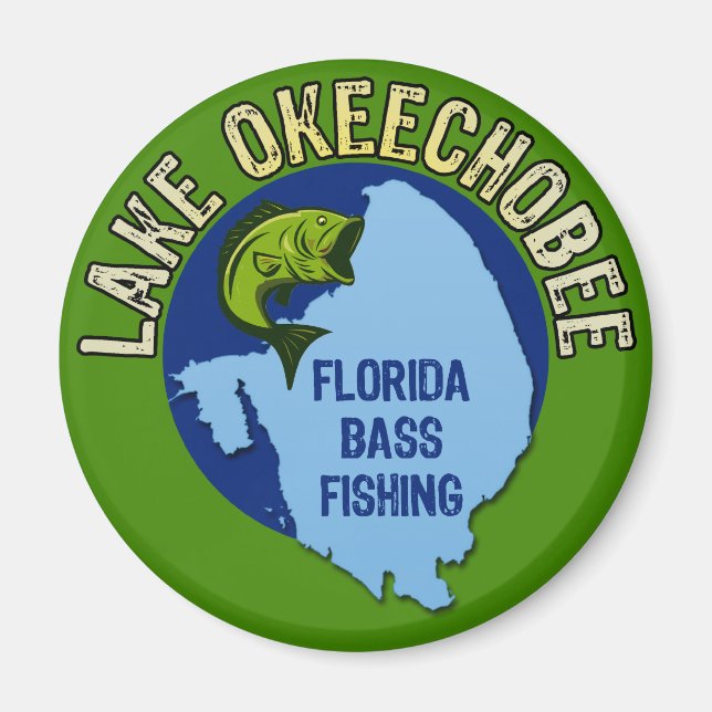 Sjö Okeechobee, Florida Bass Fishing Magnet (Framsidan)