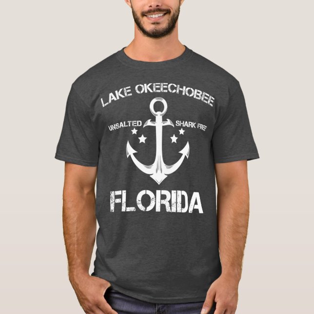 SJÖ OKEECHOBEE FLORIDA Funny Fishing Camping T Shirt (Framsida)