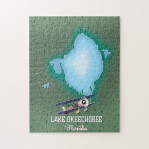 Sjö Okeechobee Florida karta. Pussel