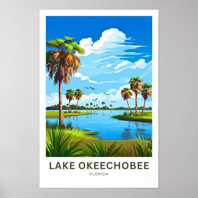Sjö Okeechobee Florida Travel Skriv ut Poster (Framsidan)