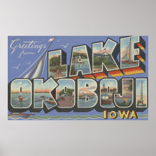 Sjö Okoboji, Iowa - Stora Brev-Scenes Poster (Framsidan)