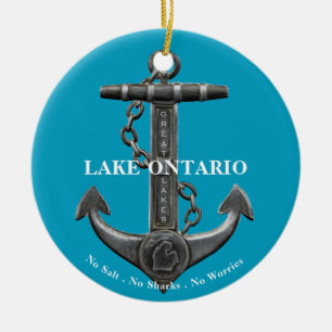 Sjö Ontario-nödlidande ankare pirat nautiska Julgransprydnad Keramik