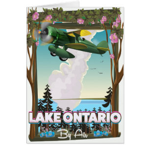 Sjö Ontario North American flight poster Hälsningskort
