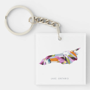 Sjö Ontario Silhouette Karta Keychain
