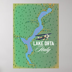 Sjö Orta Italien sjö karta Poster