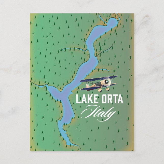Sjö Orta Italien sjökarta Vykort (Framsida)