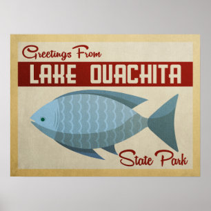 Sjö Ouachitas nationalpark Vintage resor Poster